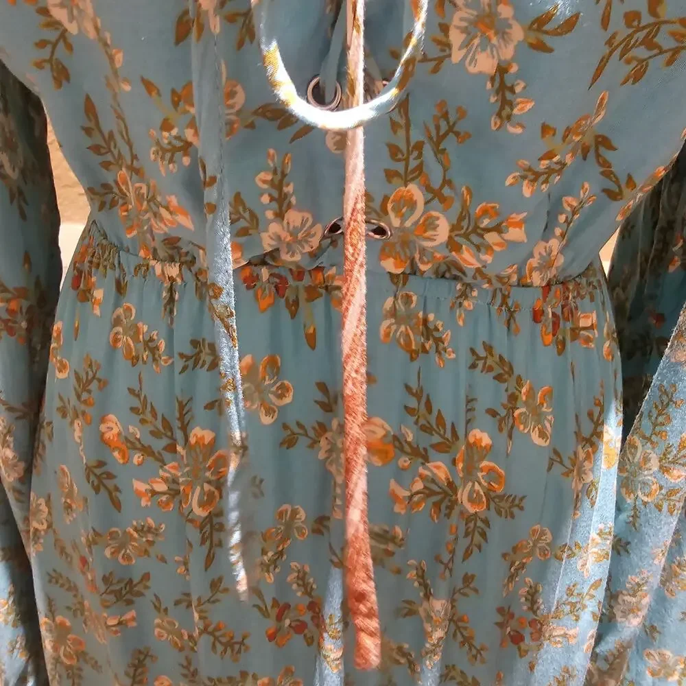 Unbranded Boho Romantic Maxi Dress XL Floral Cottagecore Prairie Tiered Flowy - Picture 10 of 11